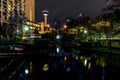 The Riverwalk at San Antonio, Texas, at Night. Royalty Free Stock Photo