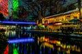 The Riverwalk at San Antonio, Texas, at Night. Royalty Free Stock Photo