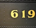 Rivets and numbers on a railway car, Industrial texture Royalty Free Stock Photo