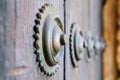 Rivets on wood gate