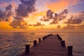 Riviera Maya pier sunrise in Caribbean Mayan Royalty Free Stock Photo