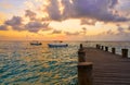 Riviera Maya pier sunrise in Caribbean Mayan Royalty Free Stock Photo