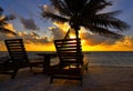 Riviera Maya sunrise beach hammocks Royalty Free Stock Photo