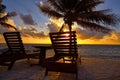 Riviera Maya sunrise beach hammocks Royalty Free Stock Photo