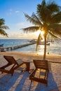 Riviera Maya sunrise beach hammocks Royalty Free Stock Photo