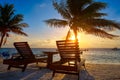 Riviera Maya sunrise beach hammocks Royalty Free Stock Photo