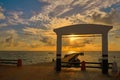 Riviera Maya sunrise pier Caribbean Mexico Royalty Free Stock Photo