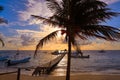 Riviera Maya sunrise pier Caribbean Mexico Royalty Free Stock Photo