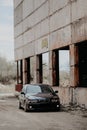 Rivne, Ukraine - September 26, 2019: BMW 5 series e39 at the old industrial building. Royalty Free Stock Photo