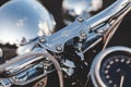 Rivne, Ukraine - September 23, 2019: Harley-Davidson Fat Boy motorcycle detail. Royalty Free Stock Photo