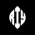 RIY circle letter logo design with circle and ellipse shape. RIY ellipse letters with typographic style. The three initials form a Royalty Free Stock Photo