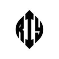 RIY circle letter logo design with circle and ellipse shape. RIY ellipse letters with typographic style. The three initials form a Royalty Free Stock Photo