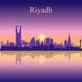 Riyadh city silhouette on sunset background