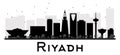 Riyadh City skyline black and white silhouette.