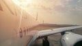 Riyadh,Saudi Arabia - March 01 2020 :Saudi Arabian Plane preparing for take off at Riyadh King Khalid Airport