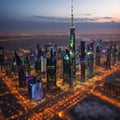 RIYADH, SAUDI ARABIA - OCTOBER 15, . Zoom skyline view at King Abdullah Financial District from the top of