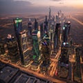 RIYADH, SAUDI ARABIA - OCTOBER 15, . Zoom skyline view at King Abdullah Financial District from the top of