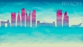 Riyadh Saudi Arabia Skyline City Silhouette. Broken Glass Abstract Geometric Dynamic Textured. Banner Background. Colorful Shape C