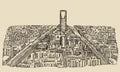 Riyadh skyline engraved vector hand drawn sketch