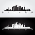 Riyadh skyline and landmarks silhouette.