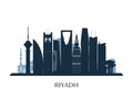 Riyadh skyline, monochrome silhouette.