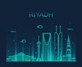 Riyadh skyline trendy vector illustration linear