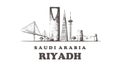 Riyadh skyline,Riyadh vintage vector illustration, hand drawn buildings