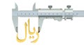 Riyal symbol with vernier caliper