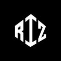 RIZ letter logo design with polygon shape. RIZ polygon and cube shape logo design. RIZ hexagon vector logo template white and Royalty Free Stock Photo