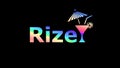 Rize. Animate motion text, cocktail glass. 4K video, Transparent Alpha channel. Multicolor gradient bright contrast inscription