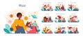 Rizz concept set. Expressive scenes of social interaction and self-presentation. Royalty Free Stock Photo