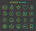 Rizz icon set. Minimalist line icons representing various aspects of social interaction Royalty Free Stock Photo