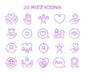 Rizz icon set. Minimalist line icons representing various aspects of social interaction Royalty Free Stock Photo