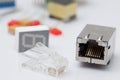 RJ45 and electronic part Royalty Free Stock Photo
