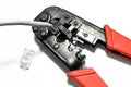 Rj45 network crimper isolated. Royalty Free Stock Photo