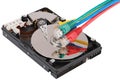 RJ45 network plugs on HDD Royalty Free Stock Photo