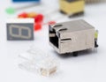 RJ45 and electronic part Royalty Free Stock Photo