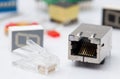 RJ45 and electronic part Royalty Free Stock Photo
