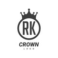 RK Letter Logo Design with Circular Crown