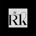 RK typography vector monogram in calligraphy style Royalty Free Stock Photo