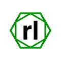 RL company monogram with green diamond. RL icon Royalty Free Stock Photo