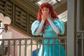 Ariel waving from the balcony at Walt Disney World Railroad at Magic Kingdom 124