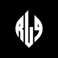 RLQ circle letter logo design with circle and ellipse shape. RLQ ellipse letters with typographic style. The three initials form a Royalty Free Stock Photo