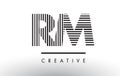 RM R M Black and White Lines Letter Logo Design.