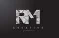 RM R M Letter Logo with Zebra Lines Texture Design Vector.