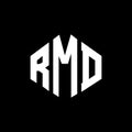 RMD letter logo design with polygon shape. RMD polygon and cube shape logo design. RMD hexagon vector logo template white and Royalty Free Stock Photo