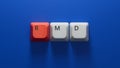 rmd, required, minimum, distribution. wooden table with Computer keyboard keys.close up of Computer keyboard keys Royalty Free Stock Photo