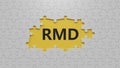 rmd, required, minimum, distribution. wooden table with puzzle pieces. Royalty Free Stock Photo