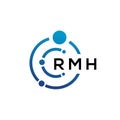 RMH letter technology logo design on white background. RMH creative initials letter IT logo concept. RMH letter design