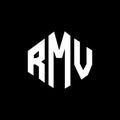 RMV letter logo design with polygon shape. RMV polygon and cube shape logo design. RMV hexagon vector logo template white and Royalty Free Stock Photo